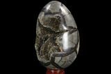 Septarian Dragon Egg Geode - Black Crystals #98880-1